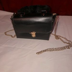 Black Faux Leather Crossbody Clutchbag